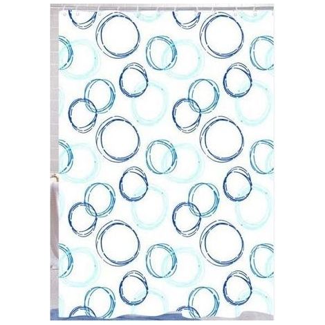 Tenda Doccia in Poliestere impermeabile 120X200 BOLLE BLU MAURER con ganci (1/2)