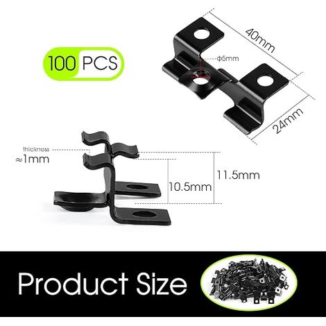 Decking Clips 10.5mm WPC Decking Clamp Steel Deck Clamp for Composite Decking Invisible Fixing Staple Fixing Range Black (1/4)