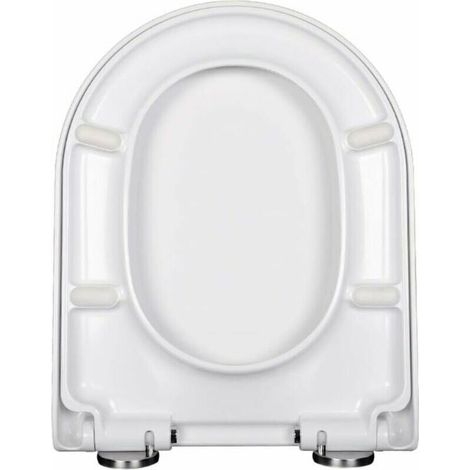 Abattant de toilette en forme de V et de U avec mécanisme de fermeture douce et facile à nettoyer, blanc avec bouton de déverrouillage rapide (U) (1/3)