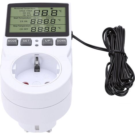 Digitaler Temperaturregler mit LCD-Anzeige, Countdown-Funktion, digitaler Thermostat mit Steckdose und Timer für Industrie, Automobil und Heimelektronik (1/5)