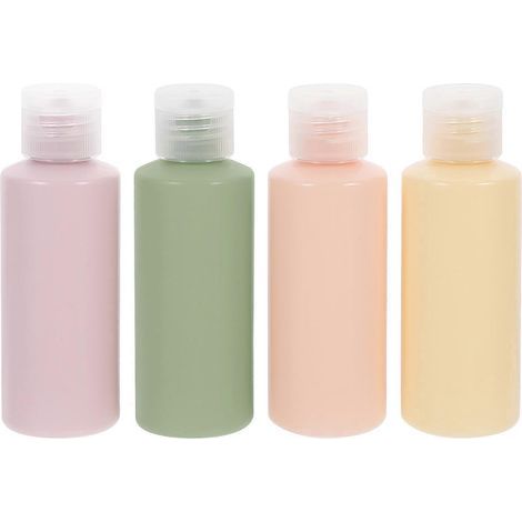 Set mit 4 tragbaren Reise-Kulturbeuteln, auslaufsicheren Reiseflaschen – 10 x 3,5 x 3,5 cm – Bunt (1/3)