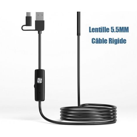 Endoscope 3 en 1 type-c Micro USB 5.5MM Android Mini caméra tuyau voiture Inspection 6 LED étanche pour Smartphone PC (1/5)