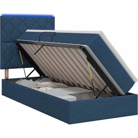 Maison Exclusive - Letto con contenitore LED e materasso Blu 100 x 200 cm Tessuto (1/5)