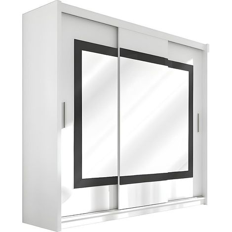 Armadio 3 ante scorrevoli con specchio L250 cm - colore: Bianco - AUTLAN
