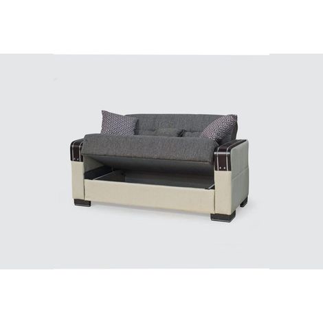 Malta Brown 2 Seater Ottoman Storage Sofa Bed with Cushions