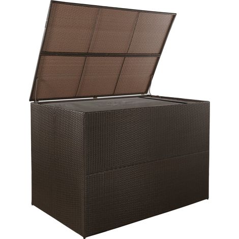 INLIFE Boîte de stockage de jardin Marron 150x100x100cm Résine tressée (1/5)