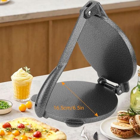 Pressa per tortilla in ghisa da 16,5 cm, macchina per tortilla, pressa per taco resistente, macchina per tortilla e crêpe (1/3)
