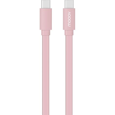 Câble USB-C / USB-C plat 1 m - rose poudré (1/3)