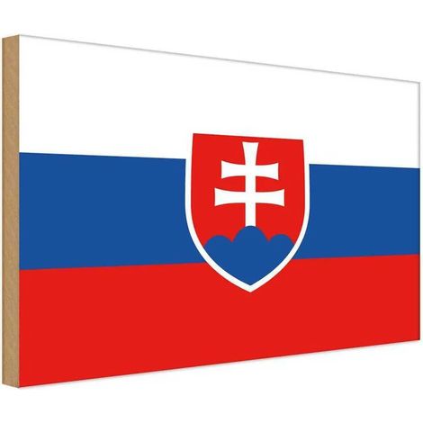 Panneau en bois 30x40 cm, blason et drapeau de la Slovaquie (1/4)