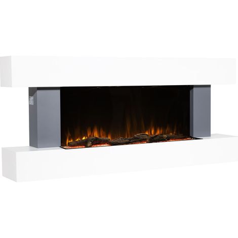 Baridi DH112 Wall Mounting Electric Fireplace with LED Flame Effect 52"" - Grey