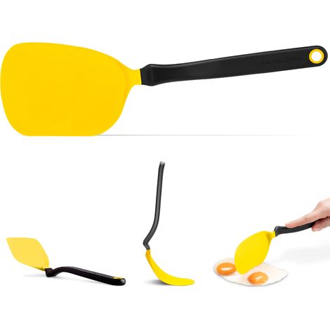 Ustensile de Cuisine Super Flexible pour Retourner, hacher et Servir Hache Les Aliments dans la poêle Jaune (1/5)