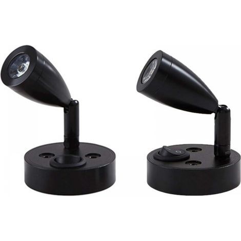 Lot de 2 projecteurs LED 12 V, lampe de lecture, lampe de chevet, interrupteur réglable, éclairage intérieur (noir, court) (1/5)