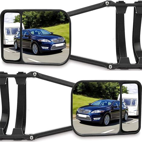 Retroviseur Remorquage - Double Miroir Plat Et Convexe - Fixation Clip-On Universelle - Compatible Retroviseurs 105 À 290 Mm - 2 Pièces (1/5)