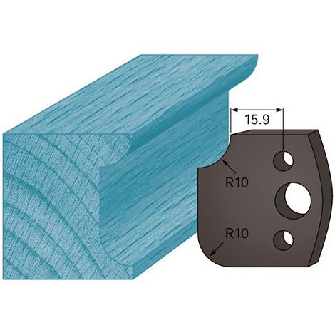 Diamwood Jeu de 2 contre-fers profilés de Ht. 38 x 4 mm en Acier - Pour Porte-outils de Toupie - Rayon 10 mm - Épaisseur 4 mm - Convient à CMT, LEMAN, HOLZMANN et Plus (1/2)