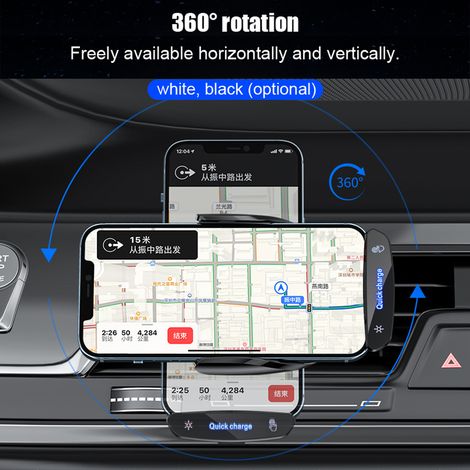 Supporto per telefono da auto Toivize V58, ricarica wireless da 15 W, magnetico, rotazione a 360°, montaggio su bocchetta dell'aria, bianco (1/5)
