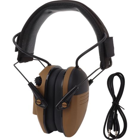 Casque antibruit électronique pliable ABS avec bandeau réglable, protection auditive pour tonte et travaux, couleur kaki (1/5)