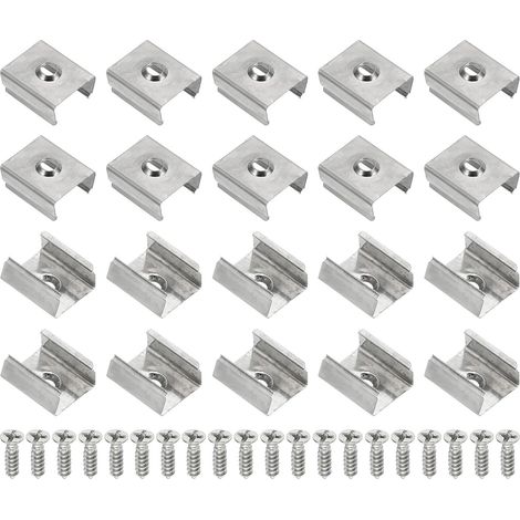 60pcs Stainless Steel LED Strip Light Clips with Screws for 13mm to 15mm LED Strip Lighting Cable (1/5)