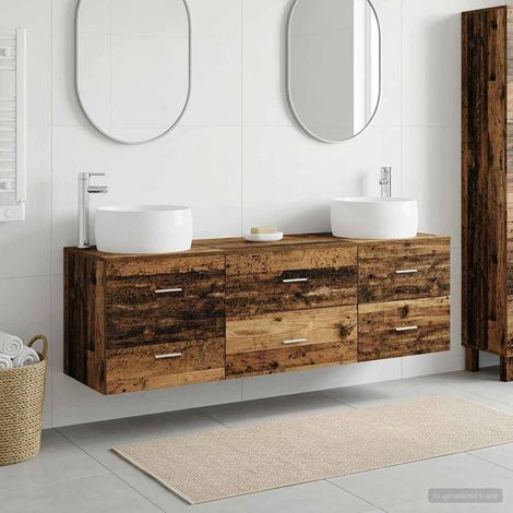 vidaXL Bathroom Furniture Set 3 pcs Old Wood 49.5 x 44.5 x 66 cm (1/5)