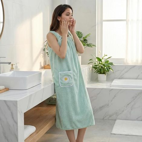 Peignoirs de bain à séchage rapide pour femme, serviette douce et absorbante avec poche réglable, peignoir de spa de voyage