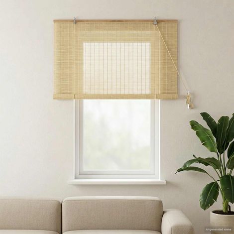 Store enrouleur en bambou naturel tamisant et filtrant pour intérieur 130 x 160 cm - PANGIVO (1/5)