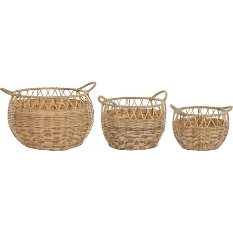 Panier tressé élégant en métal PE couleur nature - Beige naturel tressé