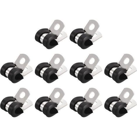 Collier de serrage SOURCING MAP 20Pcs 6mm 304 Inox Caoutchouc Amorti Isolé Attache Grillage Rigide Sangle Clip Fixation Tube Tuyau