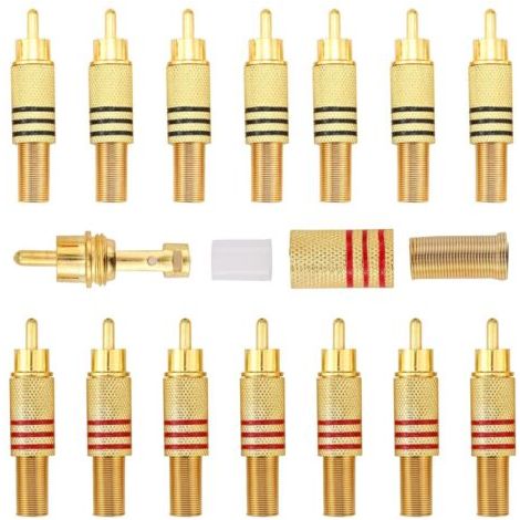 14 Pièces Connecteurs RCA plaqués or, adaptateurs audio vidéo RCA mâles pour câble coaxial (1/5)