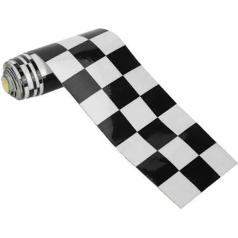 Ruban adhésif à damier noir et blanc de 7,6 cm (3 pouces) compatible avec les réservoirs de carburant de voiture, de moto ou de vélo. (1/5)