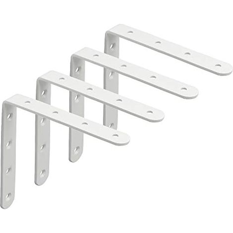 4 Pièces Supports d' Étagères Muraux Robustes, 12.5 CM, Equerre Etagere Murale à Angle Droit de 90°, Supports d' Étagères Muraux en Acier Inoxydable pour Chambre/Salle de Bain/Cuisine,Blanc (1/5)