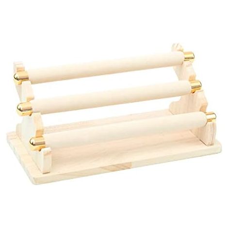 Espositore per anelli in legno a 3 livelli, espositore e organizer con barra a T, color albicocca (1/5)