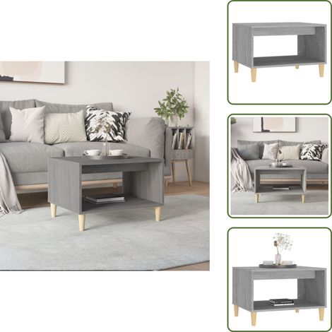 The Living Store Mesa de centro madera contrachapada gris Sonoma 60x50x40 cm - Mesa de salón