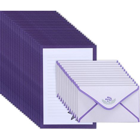 Ensemble de papier à lettres ligné et d'enveloppes, pour cartes, anniversaires, mariages, remises de diplômes, 30 enveloppes et 60 feuilles de papier (1/5)