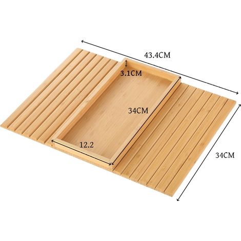 Plateau d'Accoudoir de Canapé, Table d'Appoint Pliable en Bois Massif, Range-télécommandes et Gobelets avec Tapis Antidérapant, Organiseur de Salon Pratique (1/5)
