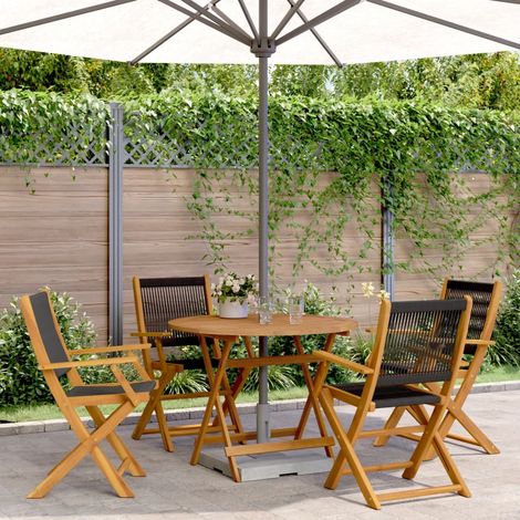 vidaXL 5 Piece Garden Dining Set Black Polypropylene and Solid Wood (1/5)