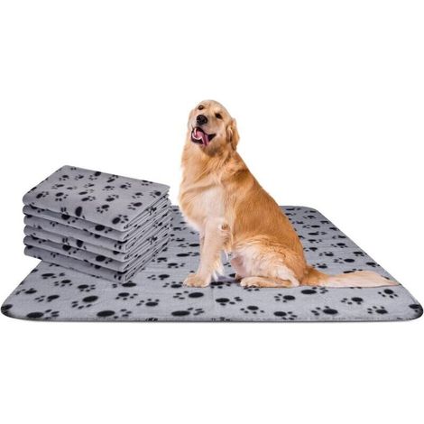 UlisemLot de 6 couvertures pour chien, douces et lavables, en polaire, pour chiens, chats et chiots, gris, 120 x 100 cm (1/4)
