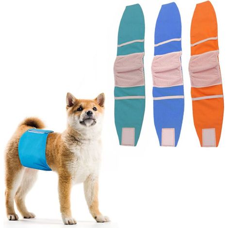 Couche Chien Male Lavable (Lot de 3) - Bandes réutilisables pour Chiens (Solid, M)