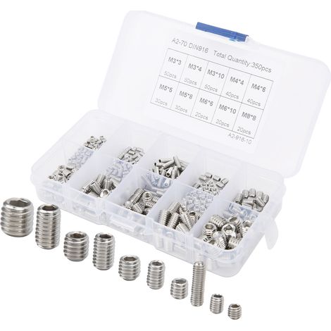 350-teiliges Set mit konkaven Schrauben aus Edelstahl 304 (M3–M8), Endklemmzubehör, Sortiment an Schrauben und Muttern, hochbelastbare Befestigungselemente (1/5)
