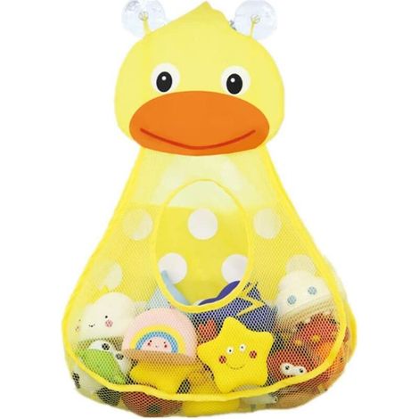 Sac de rangement en filet suspendu à séchage rapide pour jouets de bain bébé, jaune – DELKEVIC