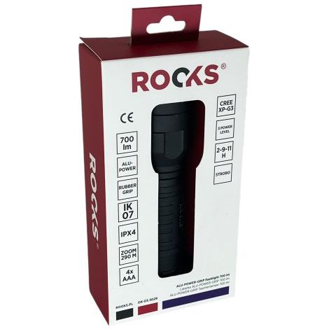 Torcia ROOKS ALU-POWER-GRIP 700 lm Zoom 4 modalità (OK-03.3029)