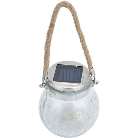 Solarlaterne IP65 wasserdichte runde Hängeleuchte im Crackle-Stil für den Außenbereich, geeignet für Gartenwege (1/5)