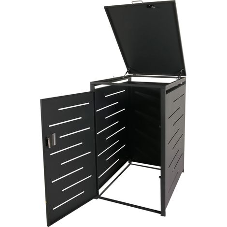 XL 1er-/2er-Mülltonnenverkleidung HHG-389, Mülltonnenbox, erweiterbar 116x71x98cm anthrazit, Stahl 39kg