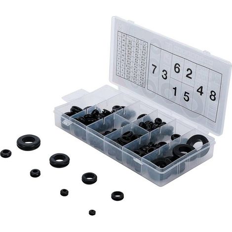 Assortiment de Passe-Fil Caoutchouc 180 pcs - Métrique - Protection et Isolation des Câbles - D-Work