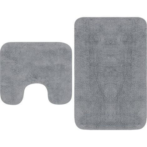 Tapis de salle de bain Gris + Tapis de WC - Toilettes (1/4)