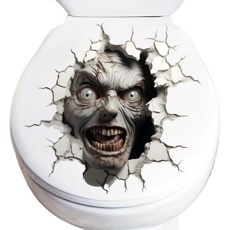 Stickers muraux d'Halloween, décoration murale, visage qui éclate, autocollants pour fenêtre, autocollants pour toilettes (1/5)