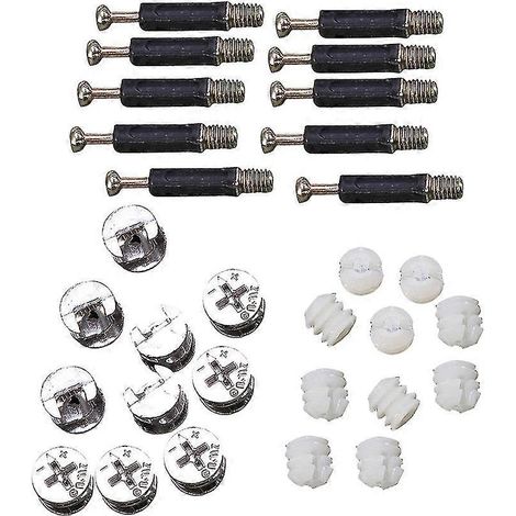 Kit de 24 boulons pour meubles, quincaillerie pour meubles, boulons, écrous à came, vis, raccords à came, goujons, connecteurs à came (1/4)