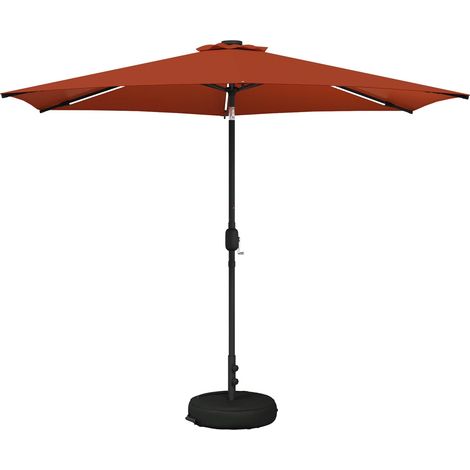 Garden Parasol with LED Lights and Base 300 x 300 cm Polyester vidaXL