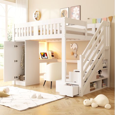 letto contenitore 140x200 con scrivania e armadio OKMYHOME (1/5)