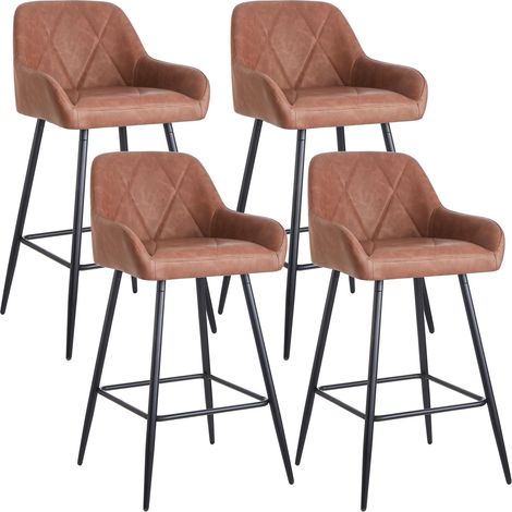 4x Bar Stools PU Leather Dining Room Kitchen Breakfast High Chairs Footrest Barstool,4PCS BROWN (1/5)
