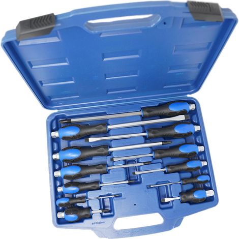 Dapetz ® Screwdriver Set Chrome Vanadium Steel Made, 12Pcs Magnetic Screwdriver with 6 Flat & 6 Cross Head, Professional Cushion Grip, Durable Hand Tools in Case (1/5)