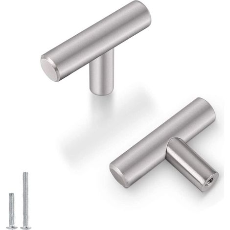Lot de 20 Poignées de Meuble en Acier Inoxydable Argenté Doré Chaud Trou Unique Pour Porte D'Armoire (1/4)